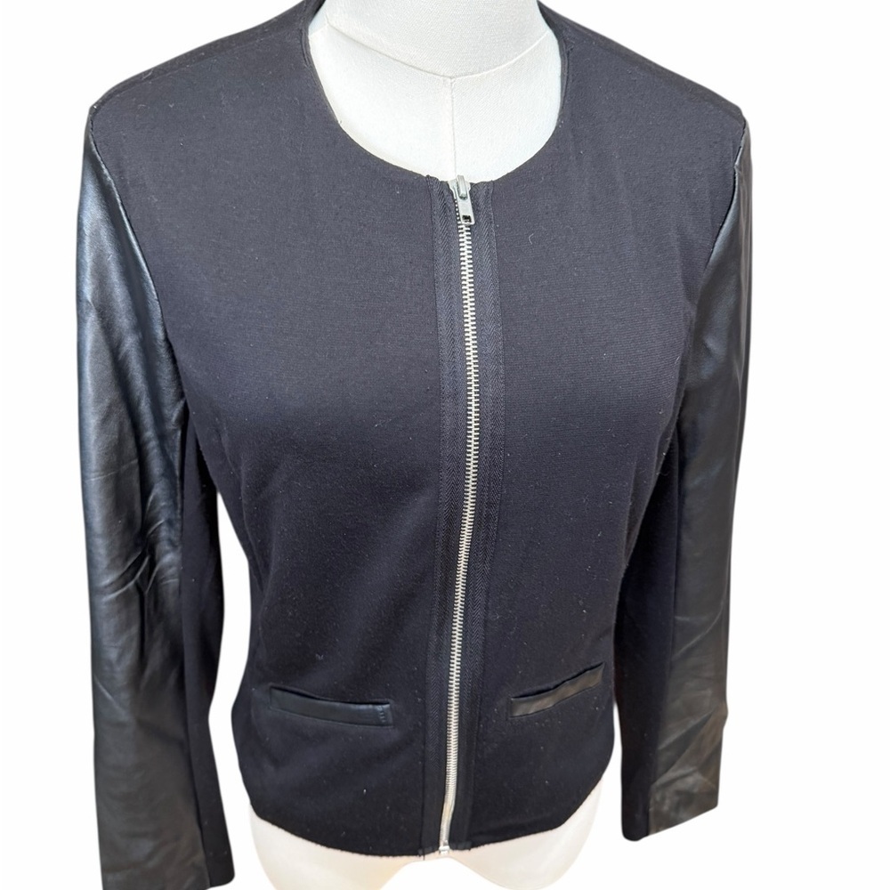Sunny Leigh Black and Vegan Leather Moto Jacket Sz Small